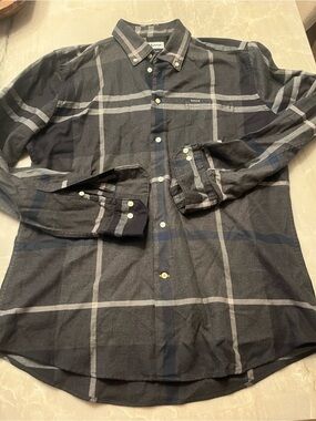 Barbour Black and Gray Windowpane Button-Down Shirt